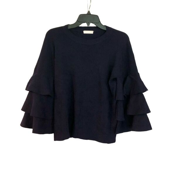All row navy bell sleeve tiered sweater size m - Picture 1 of 7